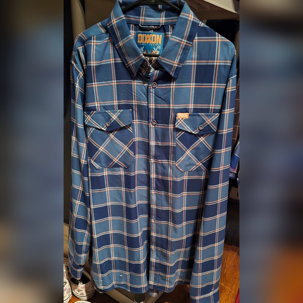 DIXXON Fortunate Youth Navy and White Plaid Flannel Shirt